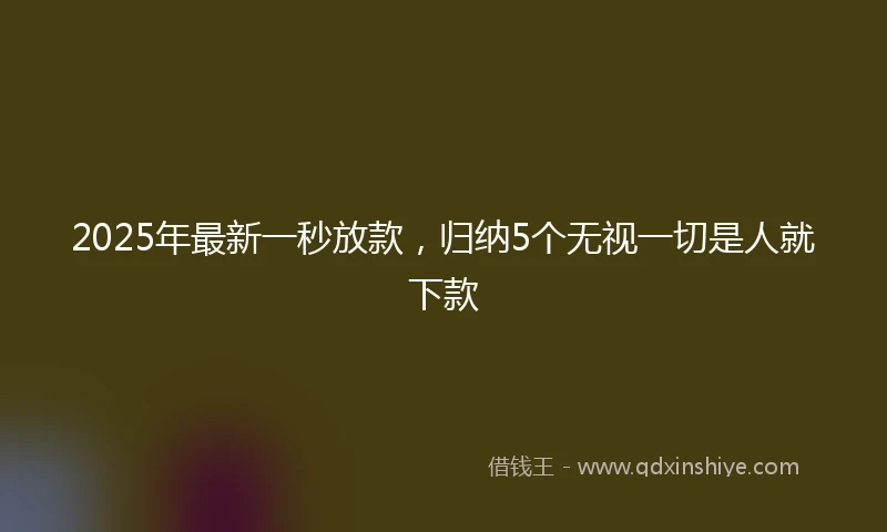2025年最新一秒放款，归纳5个无视一切是人就下款