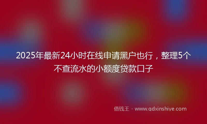 2025年最新24小时在线申请黑户也行，整理5个不查流水的小额度贷款口子