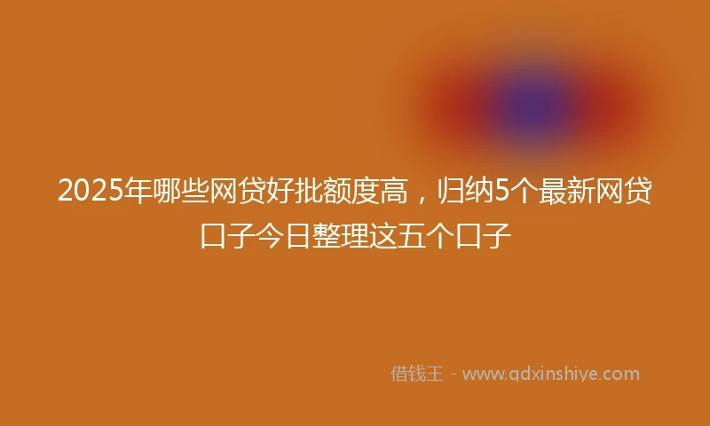 2025年哪些网贷好批额度高，归纳5个最新网贷口子今日整理这五个口子
