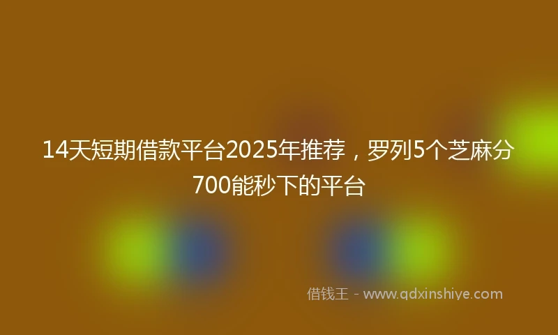 14天短期借款平台2025年推荐，罗列5个芝麻分700能秒下的平台