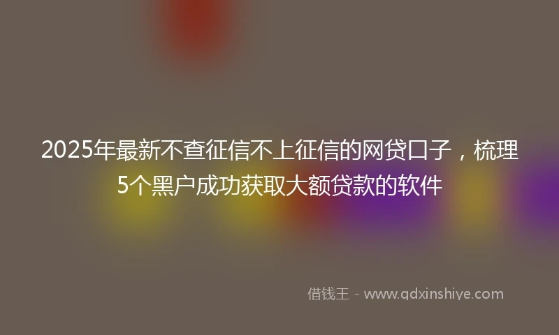 2025年最新不查征信不上征信的网贷口子，梳理5个黑户成功获取大额贷款的软件