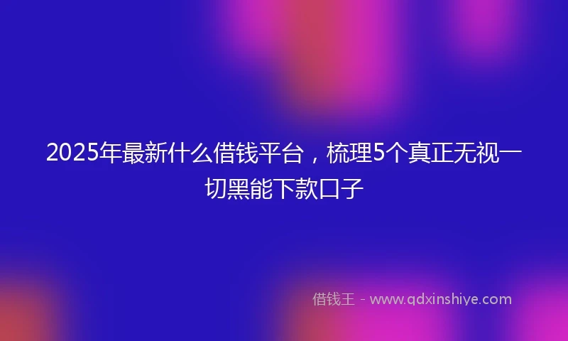 2025年最新什么借钱平台，梳理5个真正无视一切黑能下款口子