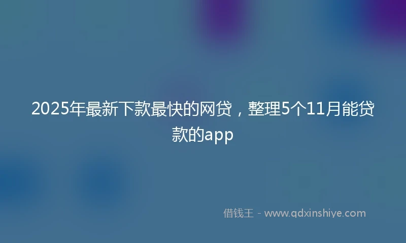 2025年最新下款最快的网贷，整理5个11月能贷款的app