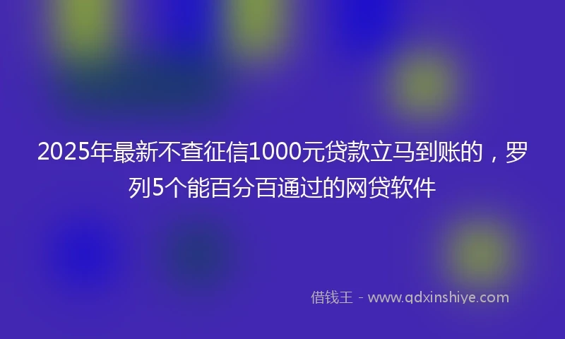 2025年最新不查征信1000元贷款立马到账的，罗列5个能百分百通过的网贷软件