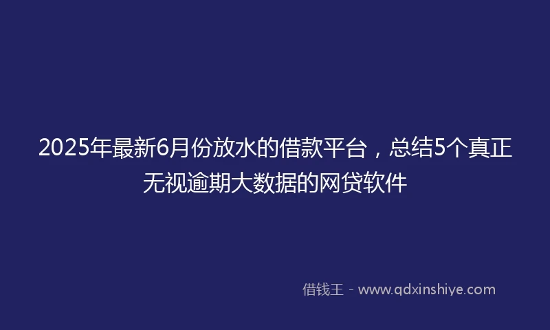 2025年最新6月份放水的借款平台，总结5个真正无视逾期大数据的网贷软件