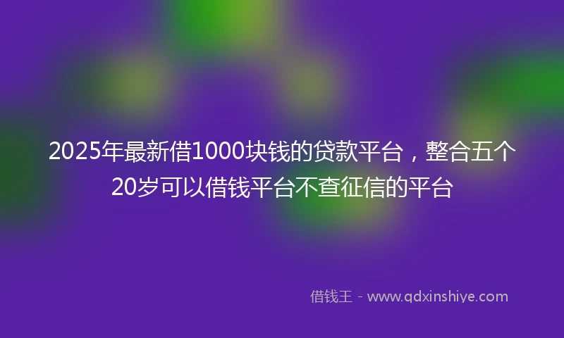 2025年最新借1000块钱的贷款平台，整合五个20岁可以借钱平台不查征信的平台