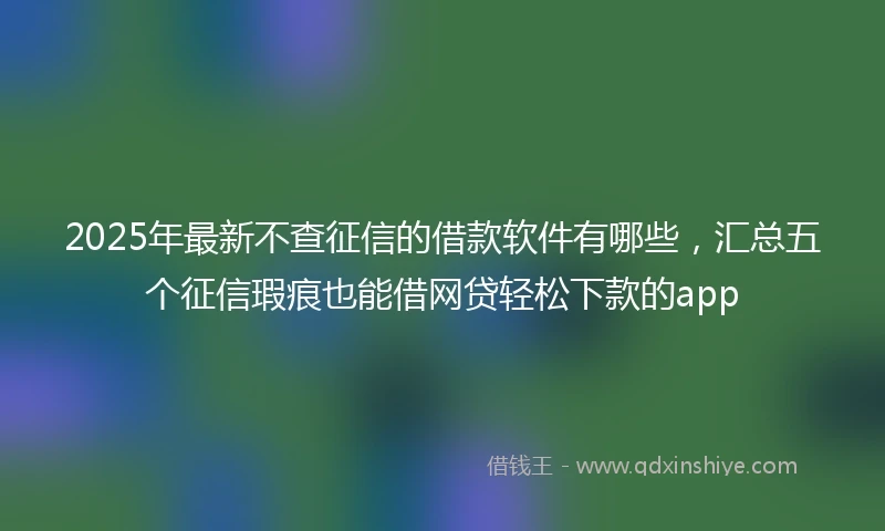 2025年最新不查征信的借款软件有哪些，汇总五个征信瑕疵也能借网贷轻松下款的app