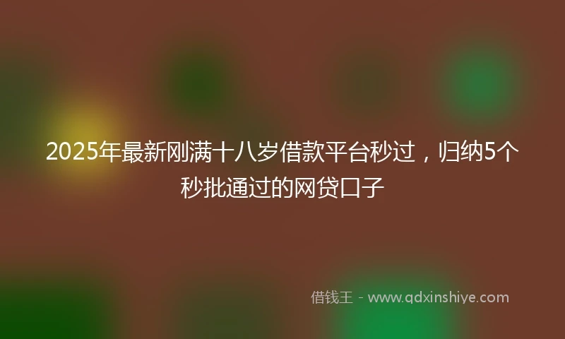 2025年最新刚满十八岁借款平台秒过，归纳5个秒批通过的网贷口子