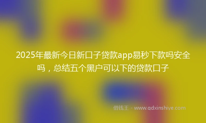 2025年最新今日新口子贷款app易秒下款吗安全吗，总结五个黑户可以下的贷款口子