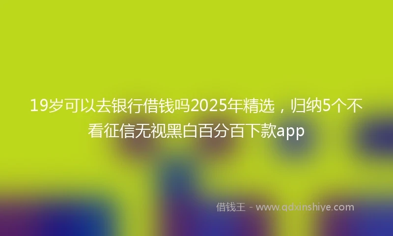 19岁可以去银行借钱吗2025年精选，归纳5个不看征信无视黑白百分百下款app