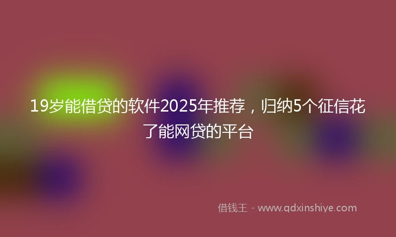19岁能借贷的软件2025年推荐，归纳5个征信花了能网贷的平台