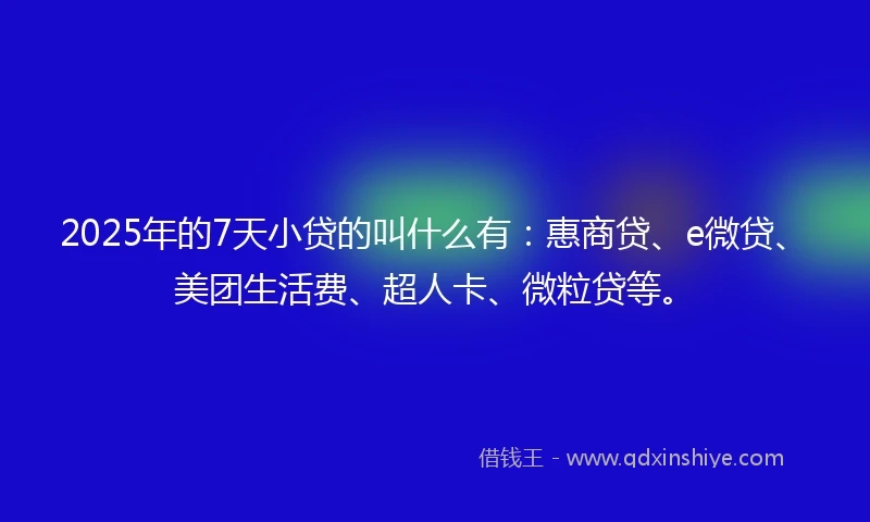 2025年的7天小贷的叫什么有：惠商贷、e微贷、美团生活费、超人卡、微粒贷等。