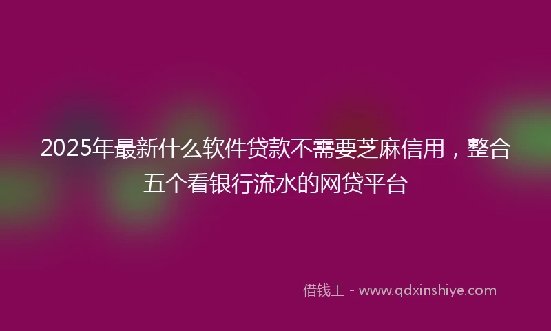 2025年最新什么软件贷款不需要芝麻信用，整合五个看银行流水的网贷平台