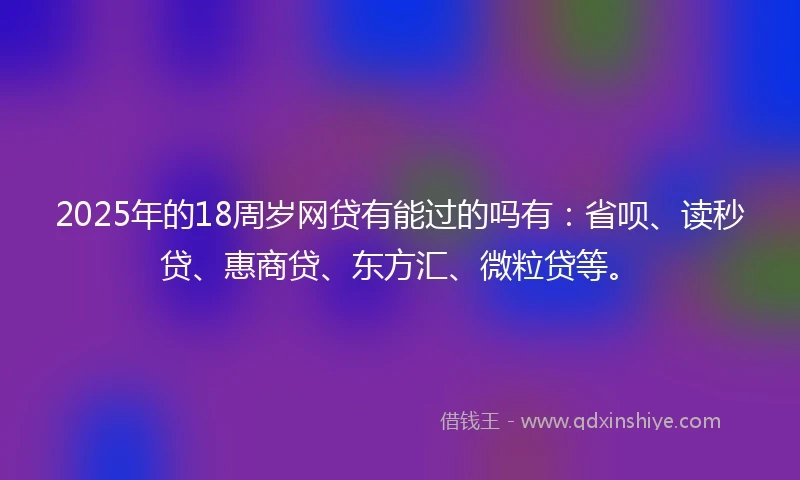 2025年的18周岁网贷有能过的吗有：省呗、读秒贷、惠商贷、东方汇、微粒贷等。