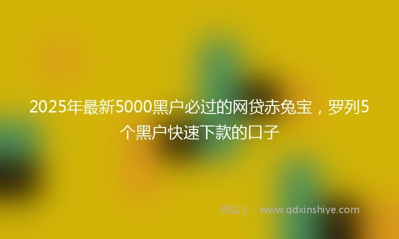 2025年最新5000黑户必过的网贷赤兔宝，罗列5个黑户快速下款的口子