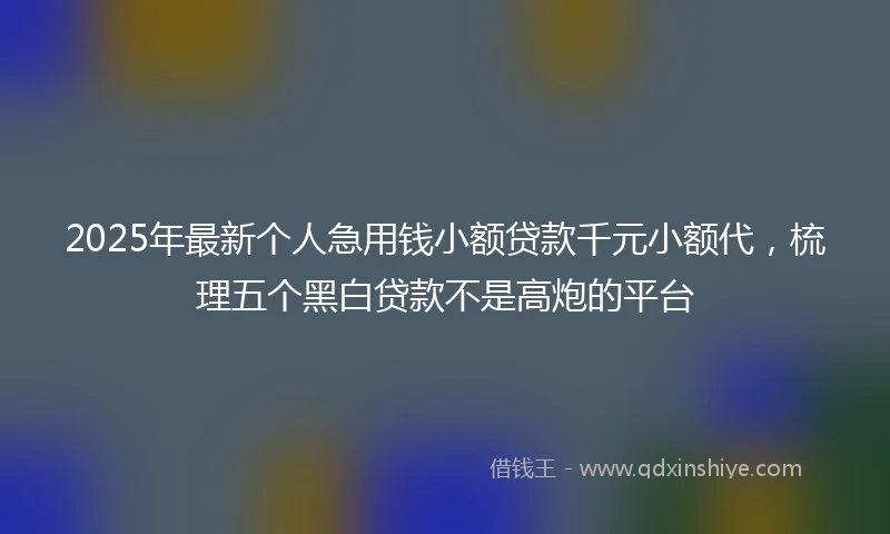 2025年最新个人急用钱小额贷款千元小额代，梳理五个黑白贷款不是高炮的平台