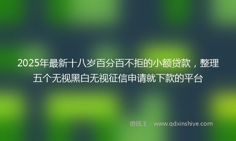 2025年最新十八岁百分百不拒的小额贷款，整理五个无视黑白无视征信申请就下款的平台