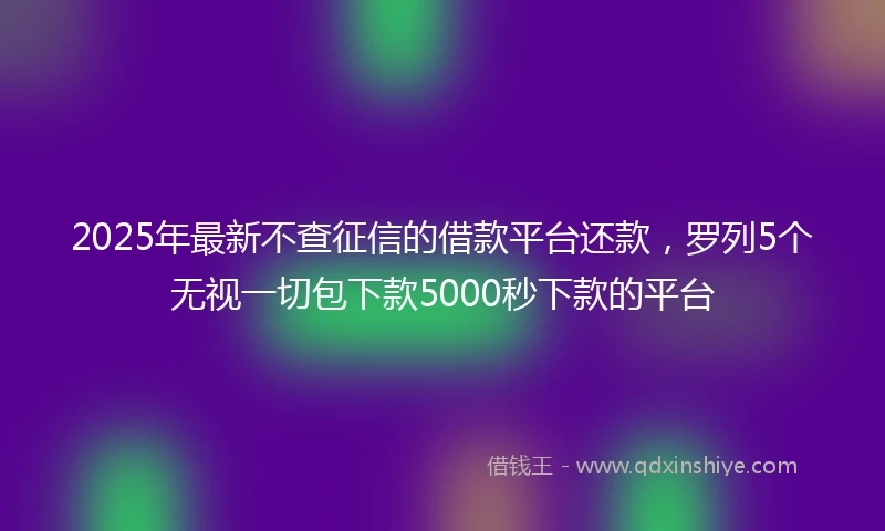 2025年最新不查征信的借款平台还款，罗列5个无视一切包下款5000秒下款的平台