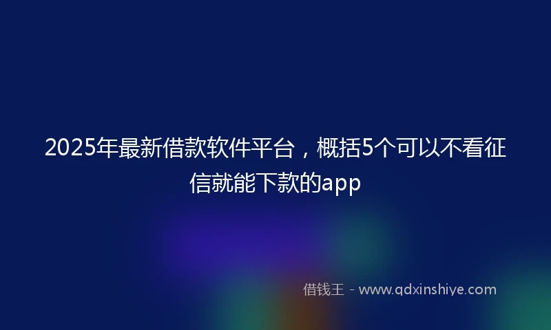 2025年最新借款软件平台，概括5个可以不看征信就能下款的app