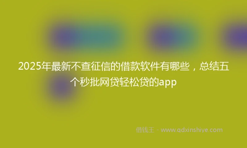 2025年最新不查征信的借款软件有哪些，总结五个秒批网贷轻松贷的app