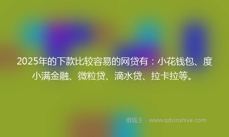 2025年的下款比较容易的网贷有：小花钱包、度小满金融、微粒贷、滴水贷、拉卡拉等。