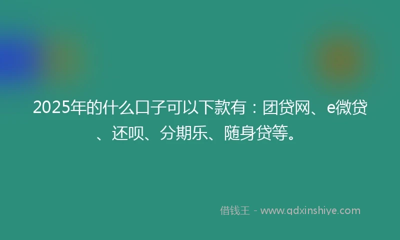 2025年的什么口子可以下款有：团贷网、e微贷、还呗、分期乐、随身贷等。