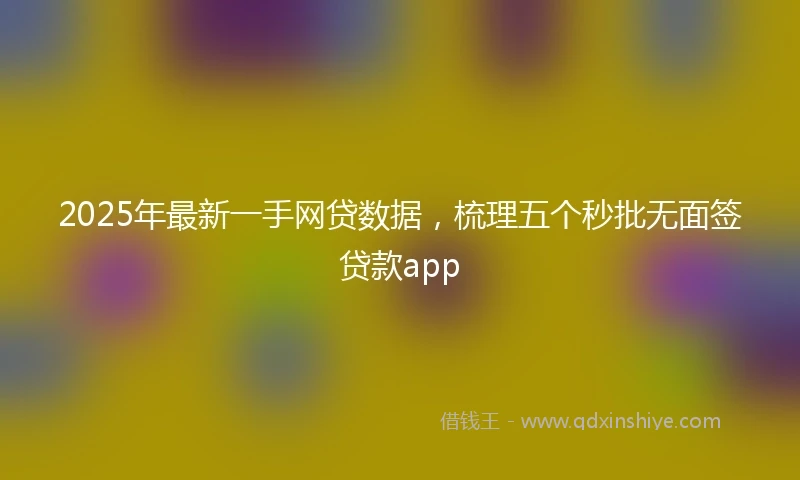 2025年最新一手网贷数据，梳理五个秒批无面签贷款app