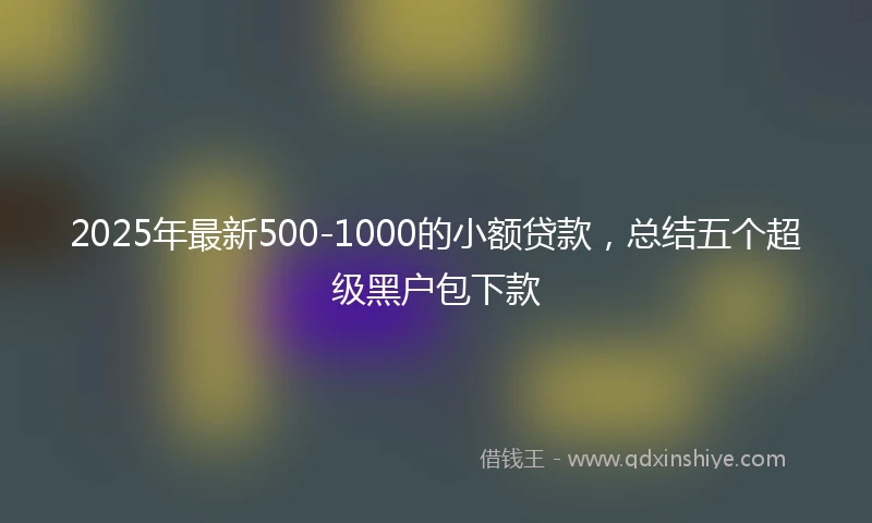 2025年最新500-1000的小额贷款，总结五个超级黑户包下款