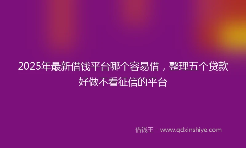 2025年最新借钱平台哪个容易借，整理五个贷款好做不看征信的平台