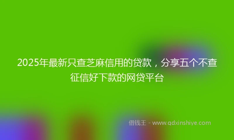 2025年最新只查芝麻信用的贷款，分享五个不查征信好下款的网贷平台