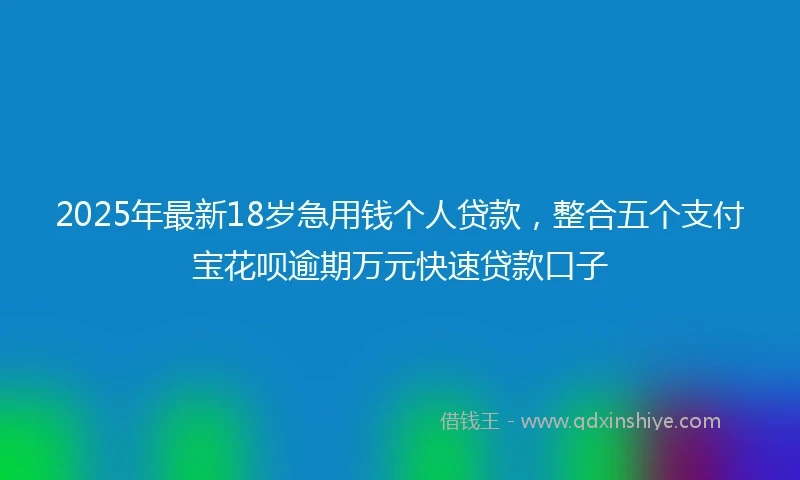 2025年最新18岁急用钱个人贷款，整合五个支付宝花呗逾期万元快速贷款口子