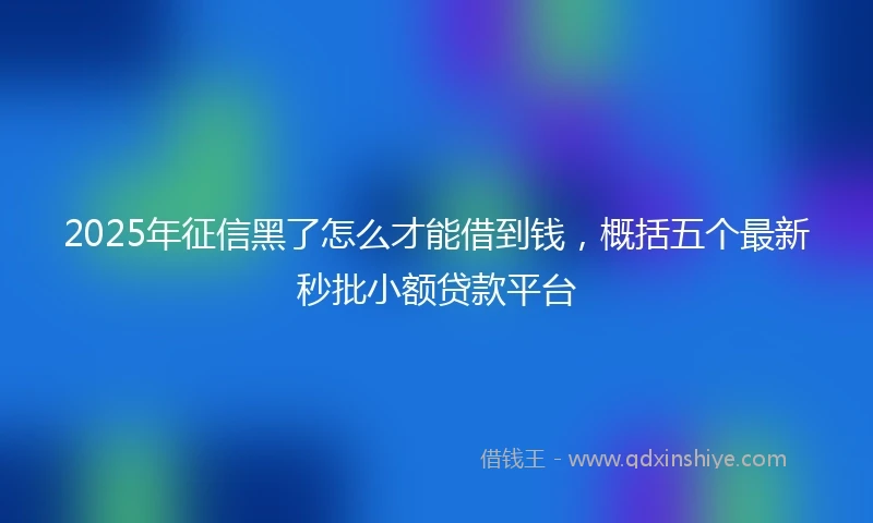 2025年征信黑了怎么才能借到钱，概括五个最新秒批小额贷款平台