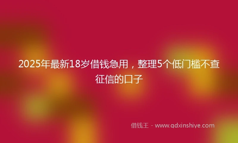 2025年最新18岁借钱急用，整理5个低门槛不查征信的口子