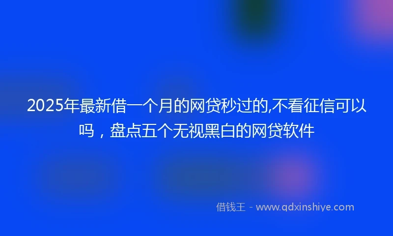 2025年最新借一个月的网贷秒过的,不看征信可以吗，盘点五个无视黑白的网贷软件