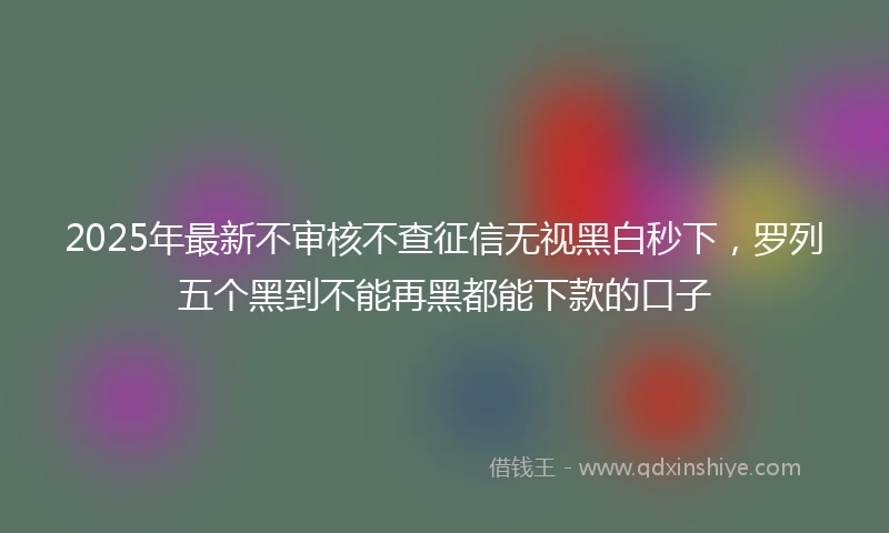 2025年最新不审核不查征信无视黑白秒下，罗列五个黑到不能再黑都能下款的口子