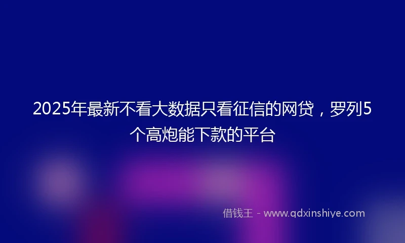 2025年最新不看大数据只看征信的网贷，罗列5个高炮能下款的平台