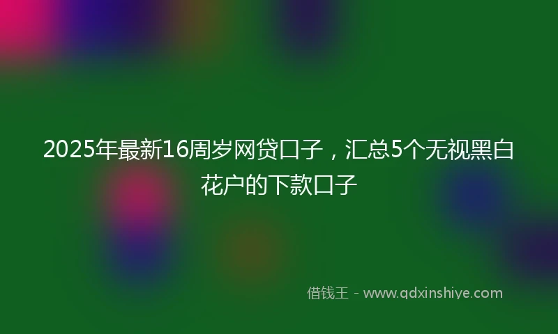 2025年最新16周岁网贷口子，汇总5个无视黑白花户的下款口子