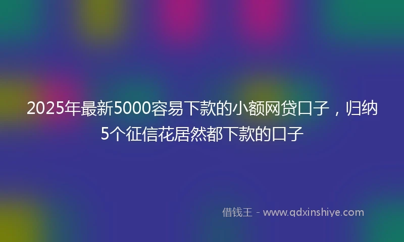 2025年最新5000容易下款的小额网贷口子，归纳5个征信花居然都下款的口子