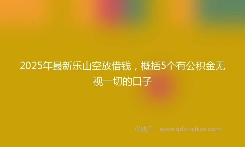 2025年最新乐山空放借钱，概括5个有公积金无视一切的口子