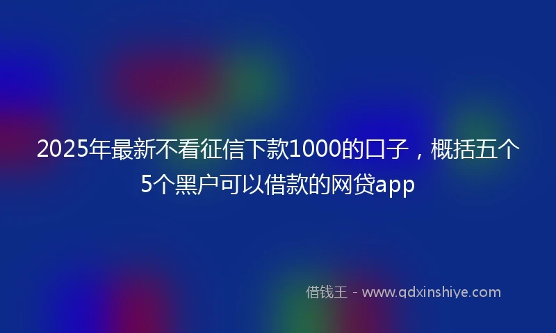 2025年最新不看征信下款1000的口子，概括五个5个黑户可以借款的网贷app