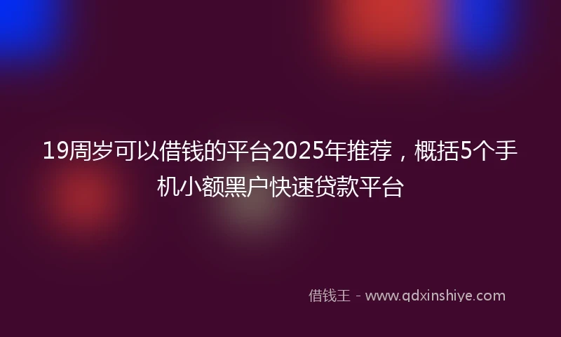19周岁可以借钱的平台2025年推荐，概括5个手机小额黑户快速贷款平台