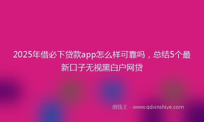 2025年借必下贷款app怎么样可靠吗，总结5个最新口子无视黑白户网贷