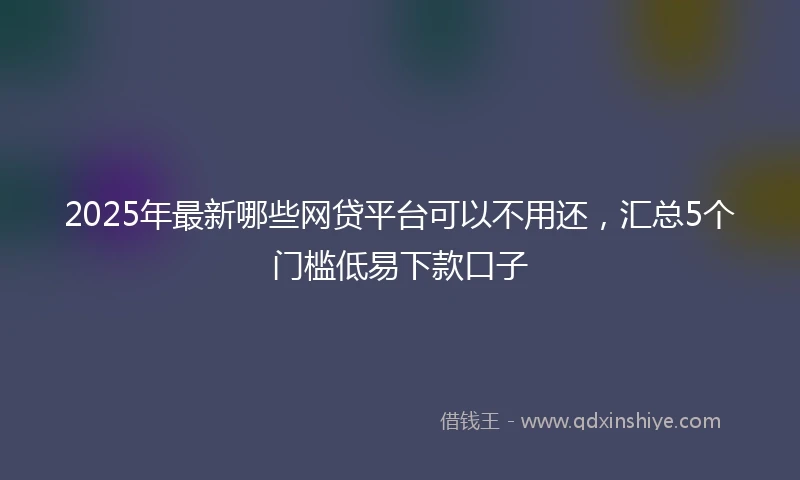 2025年最新哪些网贷平台可以不用还，汇总5个门槛低易下款口子