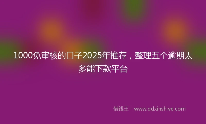 1000免审核的口子2025年推荐，整理五个逾期太多能下款平台