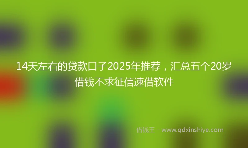 14天左右的贷款口子2025年推荐，汇总五个20岁借钱不求征信速借软件