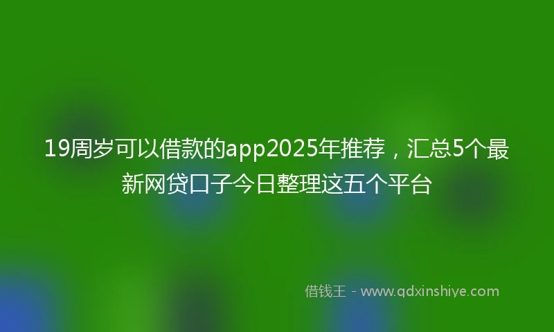 19周岁可以借款的app2025年推荐，汇总5个最新网贷口子今日整理这五个平台