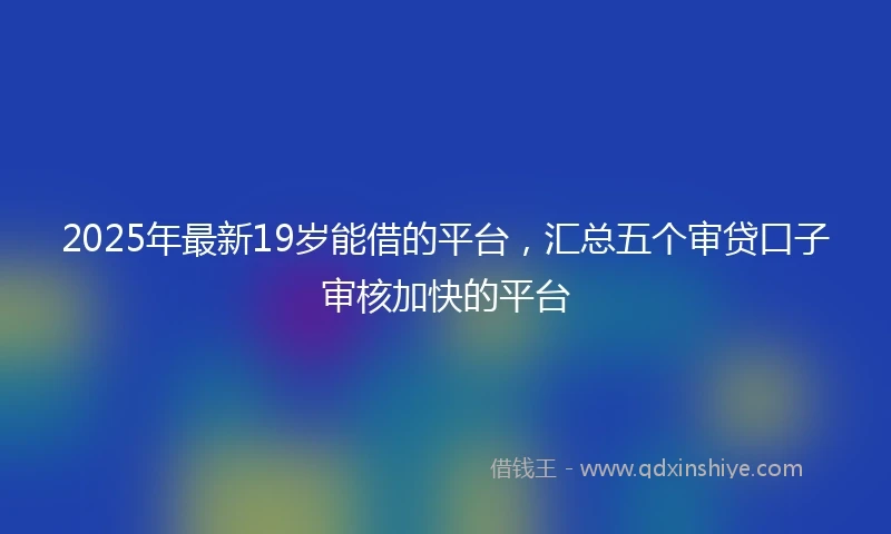 2025年最新19岁能借的平台，汇总五个审贷口子审核加快的平台