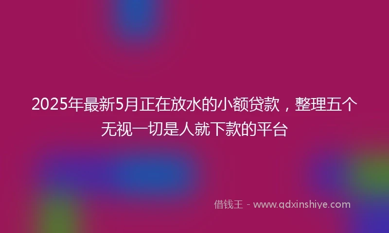 2025年最新5月正在放水的小额贷款，整理五个无视一切是人就下款的平台