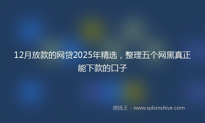 12月放款的网贷2025年精选，整理五个网黑真正能下款的口子