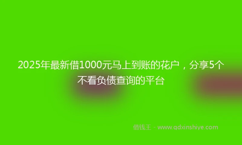 2025年最新借1000元马上到账的花户，分享5个不看负债查询的平台